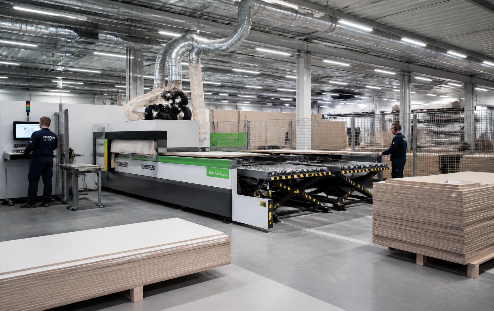 Biesse CNC-nesting-tuotantolinja automaattisella levyjen lastauksella